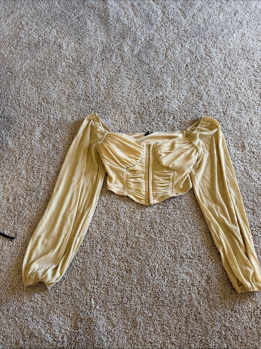 Women’s Cropped Corset Blouse in Pale Yellow